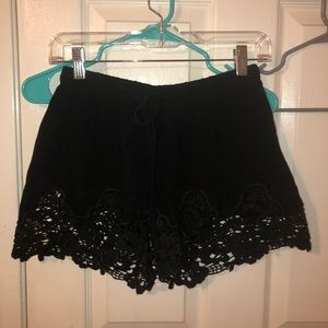 Black crochet shorts